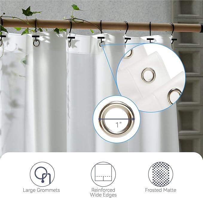 AIRLAKE Premium Frosted EVA Shower Curtain Liner, 72” x 72” (6ft x 6ft), Extra Heavy-Duty 12 Gauge, Rustproof Grommets (12 + 2 Corner), Stain & Odor-Resistant, Multi-Use for Bathroom, Garden & Outdoor