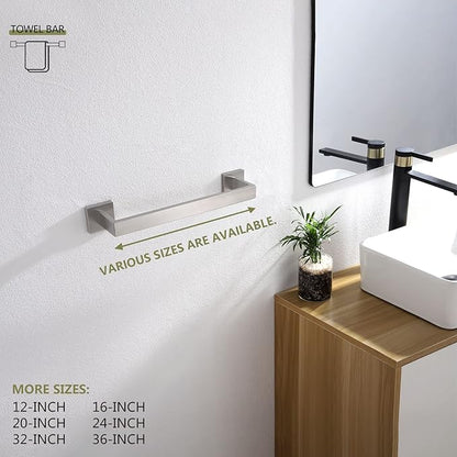 KOKOSIRI 12-Inch Single Towel Bar, Bathroom Kitchen Towel Holder, Wall Mounted SUS304 Stainless Steel Towel Rack, Brushed Nickel, B4003BR-L12