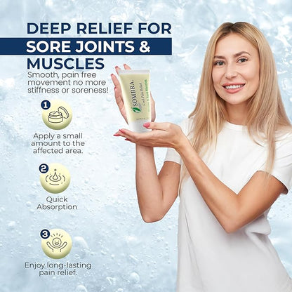Sombra Cool Pain Relief Gel Cold Pain Relief for Swelling, Growing Pains, Soreness, Post-Workout, Vegan Formula Free of Artificial Fragrances, Dyes, NSAID, Wax, Petroleum, Alcohol - 3oz Flip-Top Tube