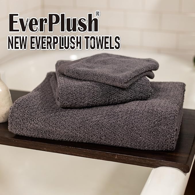 Everplush Diamond Jacquard 6 Pieces Bath Towel Set, Luxury Super Soft Oversized everplush Towels, Highly Absorbent everplush Diamond Jacquard Quick Dry Bath Towel for Bathroom Charcoal