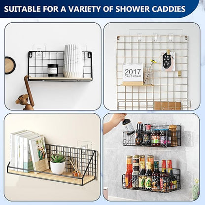 14 Pack Shower Caddy Replacement, Strong Hooks, No Drilling Shower Shelf, Hooks for Caddy, Soap Holder and Kitchen Racks