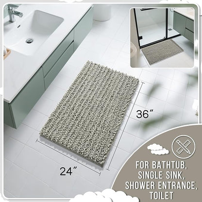 Yimobra Large Bathroom Rugs Non Slip Washable 36x24 Inch - Ultra Soft Absorbent Chenille Bath Mat, Quick Dry Shaggy Floor Carpet for Tub Shower, Sand Home Decor Accessories