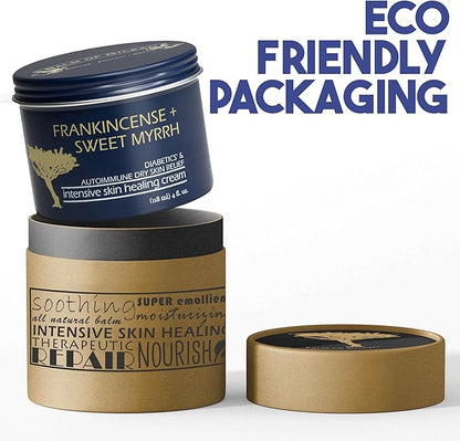 BALM OF GILEAD Foot Healing Cream – Frankincense & Sweet Myrrh Moisturizer for Sensitive Skin - Relieving Foot Therapy & Diabetic Skin Healing - Deeply Nourishing & Synergistic Cream