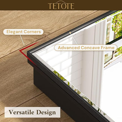TETOTE 60" x 30" Black Recessed Medicine Cabinets Mirror Bathroom Storage Cabinet Mirror with Adjustable Shelves for Farmhouse Vanity