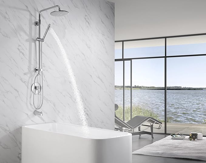 sumerain Retrofit Rain Shower Heads System with 9 Inch Shower Head 2.5GPM, Chrome Finish
