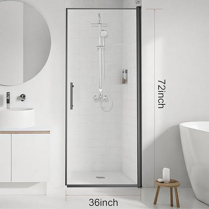 36-Inch Black Shower Door – 72" Height – 115° Opening (Left/Right) – Magnetic Seal – Aluminum Frame – Sliding/Walk-in Glass Enclosure – Tempered Glass