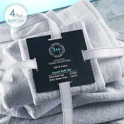 Hearth & Harbor Bath Mat Towels - 100% Ring Spun Cotton Luxury Towels - Ultra Soft & Highly Absorbent, Bathroom Towels, Floor Mat - Ice Blue