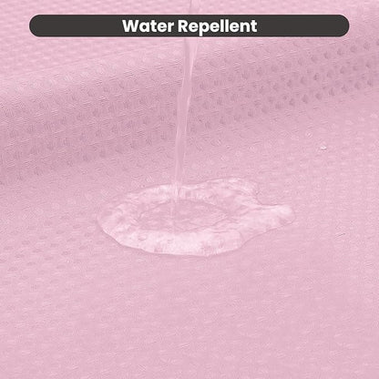 Inhousolu No Hook Waffle Weave Shower Curtain with Removable Snap in Fabric Liner Set for Bathroom, 230 GSM Heavy Duty Weighted Hem, Water Repellent Washable Bath Curtains, 72 x 72 Inch, Pink