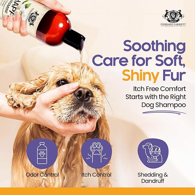 Dog Shampoo and Conditioner Itchy Skin Relief Happy Jasmine 16oz Hypoallergenic Dog Shampoo and Conditioner Sensitive Skin for Smelly Dogs, Aloe Vera & Oatmeal Puppy Soap by Gerrard Larriett