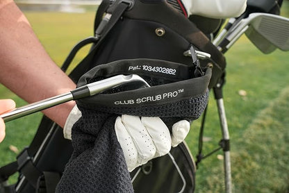 Club Scrub Towel Pro, Golf Club and Ball Cleaning Pouch with Attached Towel, Waterproof Exterior, Clean Face Technology Liner, Machine Washable, Cleans Club Grooves, Waffle-Weave Microfiber