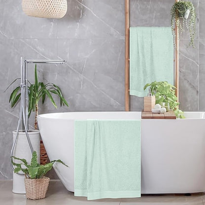 Cotton 2 Pack Oversized Bath Towel Set 28x55 inches, Large Bath Towels, Ultra Absorbant Compact Quickdry & Lightweight Towel, Ideal for Gym Travel Camp Pool - Sea Green