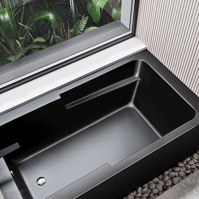 Voltaire 54 in. x 30 in. Acrylic Matte Black, Alcove, Integral, Left-Hand Drain, Apron Bathtub