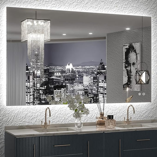 TETOTE 40 x 24 Inch LED Backlit Bathroom Vanity Mirror with Light,Anti-Fog,Dimmable,CRI90+,Touch Button,Water Proof,Horizontal/Vertical,Wall Mounted Lighted Mirror