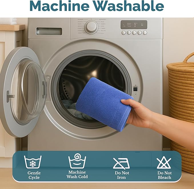 Casa Platino 100% Cotton Hand Towels for Bathroom Set of 6 (16"x28") - Spa & Hotel Quality - Ring Spun - Quick Dry, Soft & Absorbent Bath Hand Towel 6 Pack - Suitable for All Skin Type - Cerulean Blue