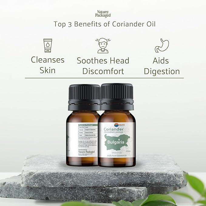 Coriander Essential Oil - Direct from Bulgarian Balkan Mountains - Steam Distilled - Aceite Cilantro for Aromatherapy, Massage, Diffuser, DIY Candle and Soap Making - 2lbs