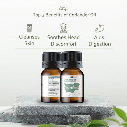 Coriander Essential Oil - Direct from Bulgarian Balkan Mountains - Steam Distilled - Aceite Cilantro for Aromatherapy, Massage, Diffuser, DIY Candle and Soap Making - 2lbs