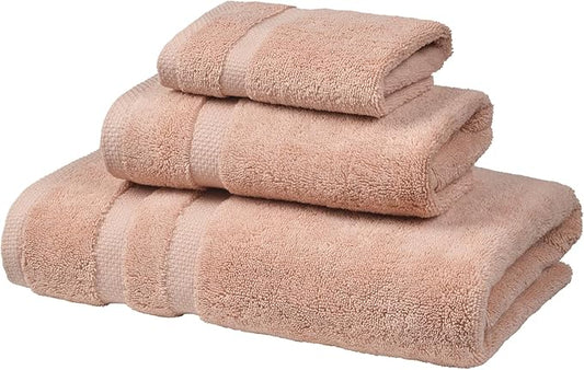 SOFE H&L | Olea Luxury Turkish Cotton Bath Towels Set of 3 : 1 Bath Towel, 1 Hand Towel, 1 Wash Cloths, Blush | Thick, Premium, Soft, Durable, Absorbent - Hotel Quality Towel Sets for Bathroom