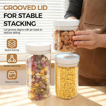 Danbark Set of 6 18oz Airtight Glass Storage Canisters with Lids - Pantry Organizers and Storage Glass for Kitchen - for Pantry, Flour, Sugar, Coffee, Tea, Pasta, Rice, and Snacks - White