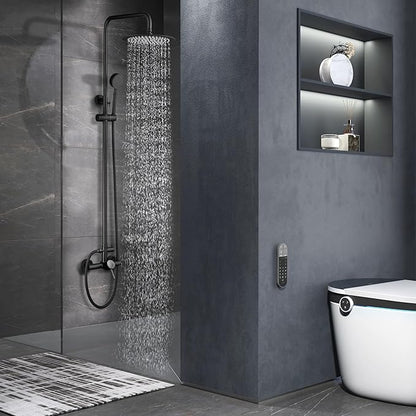 Shower Faucet - Shower Faucets Sets Complete, Shower System - Outdoor Shower Kit/Outdoor Shower Enclosure/Outdoor Shower Fixtures W/ SS304 Shower Head with Handheld High Pressure, Matte Black