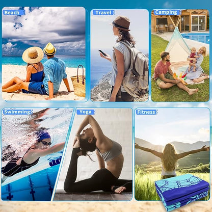 2 Pack Microfiber Oversized Lightweight Beach Towel 71"x32" Extra Thin Large Sand Free Towels Travel Swim Pool Yoga Gym for Adults Women Men Beach Essentials Accessories Vacation Gift