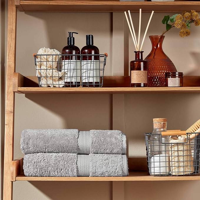 Christy Renaissance 4 Piece Gray Towel Set | 100% Egyptian Cotton | Luxury Bathroom Towels | Soft and Super Absorbent | 675 GSM | 2 Bath 2 Hand | Dove Gray