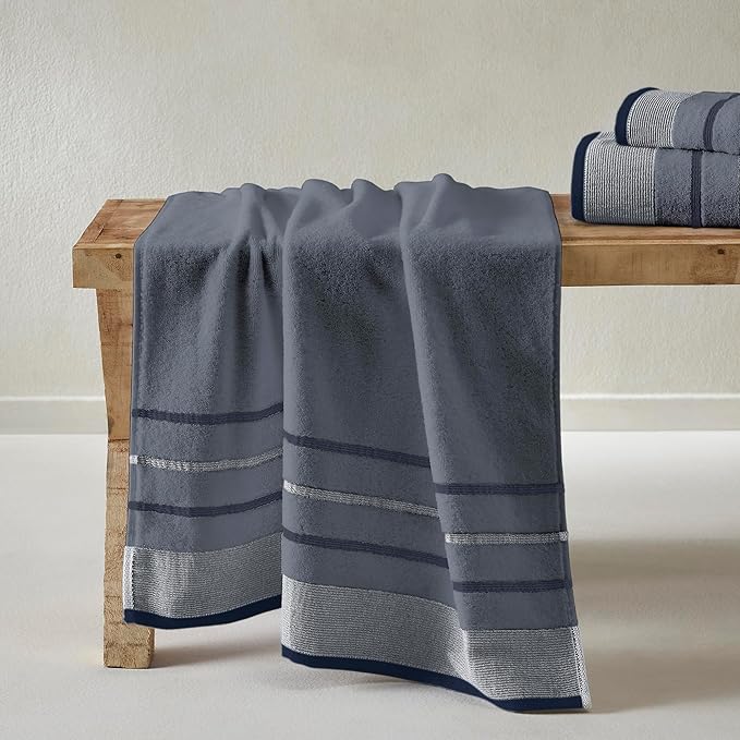 Great Bay Home Decorative Oversized Bath Sheet Set - Luxury Cotton 2 Pack 68x35 Extra Large Towels - Luxurious, Ultra-Soft, Durable Towels for Bathroom Decor (Blue)