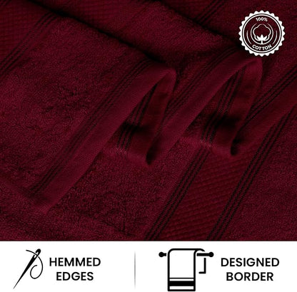 Casa Lino Burgundy Bath Towels Set of 4 (54" x 27") - Large Bathroom Towel Set - 100% Cotton Towels for Bathroom - Highly Absorbent & Quick Dry Bath Towel Multipack - New Apartment Essentials