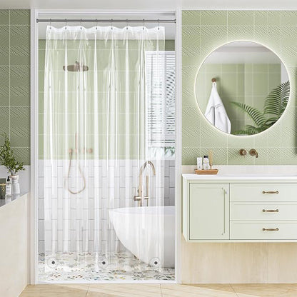 Amazer Shower Stall Curtain Liner 48x72, Clear Shower Liner PEVA Medium Weight Inside Shower Curtain for Bathroom with Rustproof Grommets
