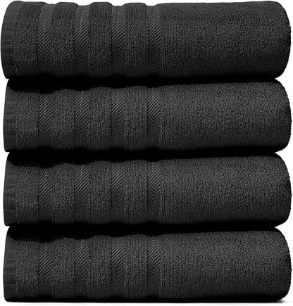 Hearth & Harbor Bath Towels for Bathroom - 100% Ring Spun Cotton Luxury Bathroom Towels - Soft & Highly Absorbent 4 Bath Towels, Black