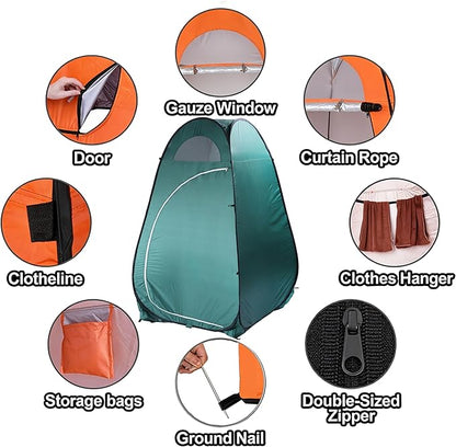 4x4ft Pop Up Privacy Shower Tent with Top Window, 3.6lbs Liightweight Dressing Room, Portable Toilet Stall with Carry Bag for Camping, Beach, Outdoors (Green)