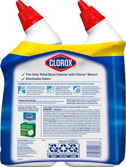 Clorox Toilet Bowl Cleaner Bleach, Rain Clean, 24 Fluid Ounces, Pack of 2 (Package May Vary)