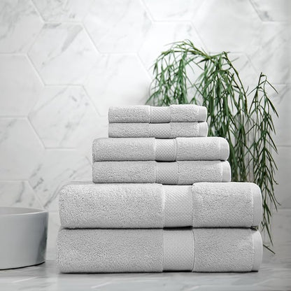 Aston & Arden Egyptian Bath Towel Set - Oversized Ultra Soft Thick & Absorbent, 100% Ringspun Egyptian Cotton Bathroom Towel for Spa, Hotel, 600 GSM, Light Grey