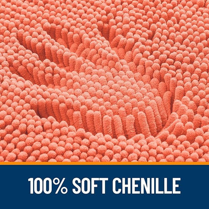 OLANLY Bathroom Rugs Sets 2 Piece, Soft Absorbent Chenille Bath Mats and U-Shaped Contour Toilet Mat Area Rug Set, Machine Washable Bath Carpet, Home Decor Accessories(30"x20"+24"x20", Coral)