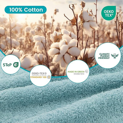 SEMAXE 12-Piece Family Bathroom Towel Set - 100% Cotton, 4 Bath Towels, 4 Hand Towels, 4 Washcloths, Ultra-Soft and Super Absorbent, Lighter Weight