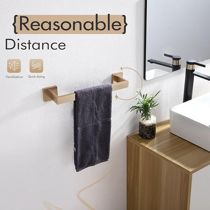 KOKOSIRI 12-Inch Towel Bar for Bathroom Kitchen Towel Holder Wall Mounted SUS304 Stainless Steel Towels Rack, Champagne Bronze B4003CPG-L12