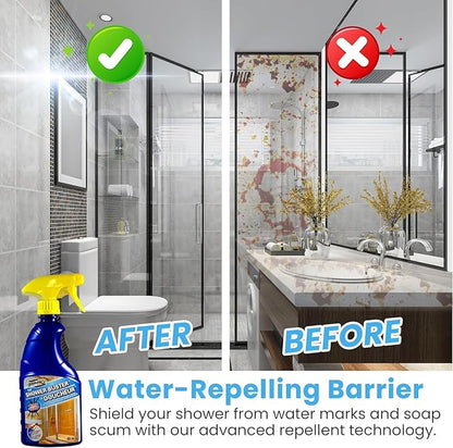 Shower Cleaner Buster Spray - all Types of Surfaces, Shower Glass Cleaner, Stop Soap Scum & Water Stain (2 x 500 ML / 16.9 OZ)