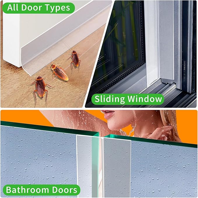 Weather Stripping Door Seal – 33ft Flexible Silicone, Strong Adhesive, Seals Medium Gaps for Winter Cold Draft Protection and Energy Efficiency