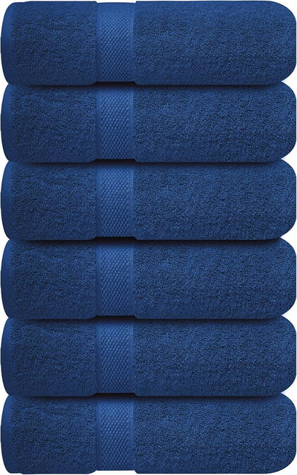 Infinitee Xclusives Hand Towels for Bathroom - Set of 6 (16x28 inches) 600 GSM, 100% Cotton Ultra Soft, Quick Drying, Hotel Quality Hand Towel Set (Tranquil Navy)
