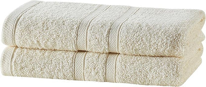 CLOROX Bleach Friendly Towels, Quick Dry, 100% Cotton Hand Towels (16" x 26"), Highly Absorbent Soft Lightweight, Ideal for Everyday Use, Easy to Wash (2 Pack, Ivory)