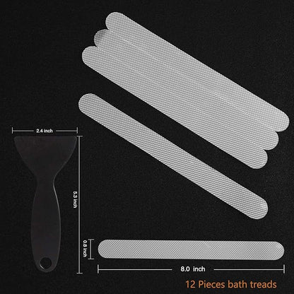 Original Anti Slip Shower Stickers, Safety Bathtub Strips Adhesive Decals with Premium Scraper for Bath Tub Shower Stairs Ladders Boats
