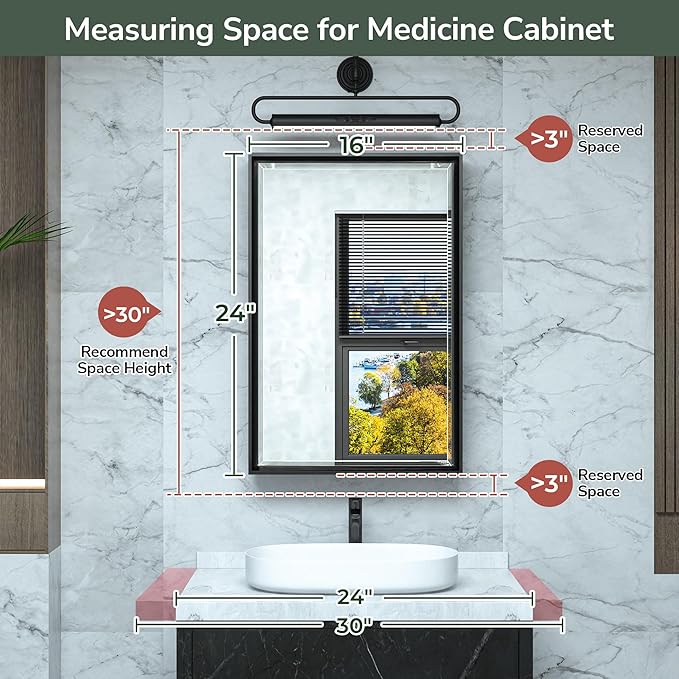 TokeShimi 17x25 Recessed Medicine Cabinet with Mirror Wall Mounted, Metal Beveled Mirror with Storage for Bathroom Vanity, Aluminum Alloy Medicine Cabinet Mirrored Silver