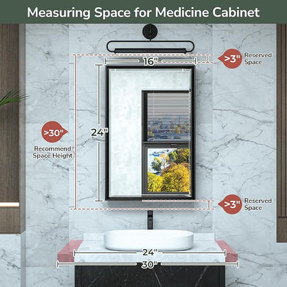 TokeShimi 17x25 Recessed Medicine Cabinet with Mirror Wall Mounted, Metal Beveled Mirror with Storage for Bathroom Vanity, Aluminum Alloy Medicine Cabinet Mirrored Silver