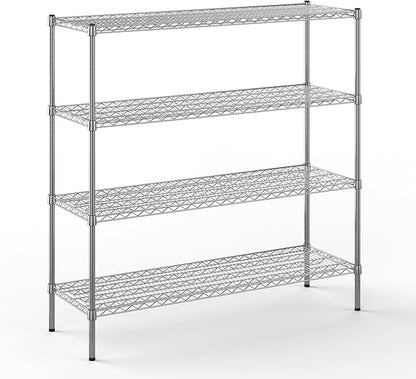 18" Deep x 54" Wide x 54" Height Wire Shelving Kit | 4-Tier | NSF Commercial Storage Rack Unit