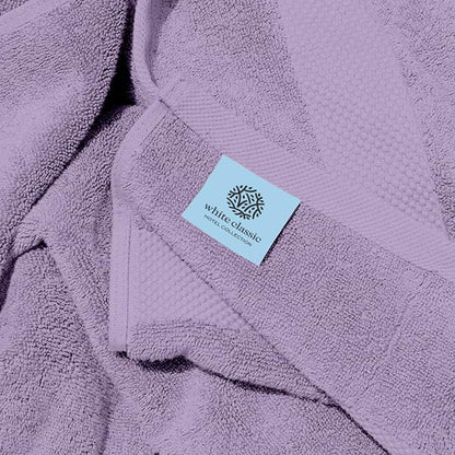 White Classic Luxury Bath Towels Set of 4 Large - 700 GSM Cotton Ultra Soft Bath Towels 27x54 | Highly Absorbent and Quick Dry | Hotel Towels for Bathroom Luxury, Plush Shower Towels, Lavender