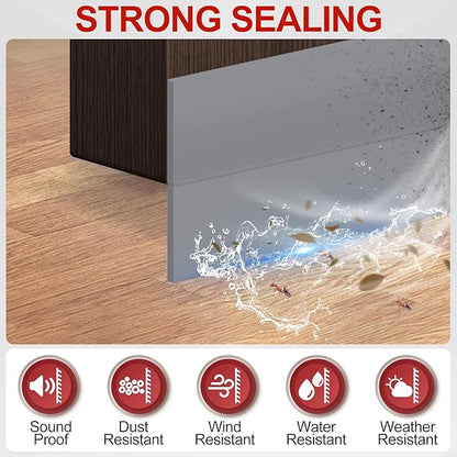 MYFAMIREA Door Weather Stripping 1IN (W) x 20FT (L) Door Draft Stopper Seal Tape Silicone Seal Strip Self Adhesive Shower Sweep Insulation Tape Side Bottom Strip for Sliding Glass Window Gap, Gray
