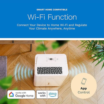 hOmeLabs Dehumidifier - Advanced Humidity & Moisture Control, Quiet, Efficient, Auto Shut-off, Ideal for Home, Basement, Office - 1,800 Sq Ft Wi-Fi (8 Pint MAX 24 Pint at 95°F, 90% RH)
