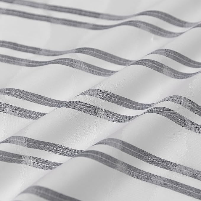 Amazon Basics Geometric Jacquard Fabric Shower Curtain for Bathroom, Lightweight, Waterproof and Washable, 72" W x 72" L, Grey Striped