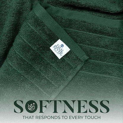 DAN River Extra Large Bath Towels Set of 4, 30 x 60 Inches - 100% Cotton Larger & Lighter Weight Towels for Bathroom - Quicker to Dry, Super Soft & Highly Absorbent Towels for Home, Hunter Green