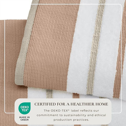 Decorative Bath Towel Set - Luxury Cotton 6 Piece Towel Set - 2 Bath Towels, 2 Hand Towels, 2 Washcloths - Luxurious, Ultra-Soft, Durable Towel for Bathroom Decor (Dusty Rose / Cappuccino)