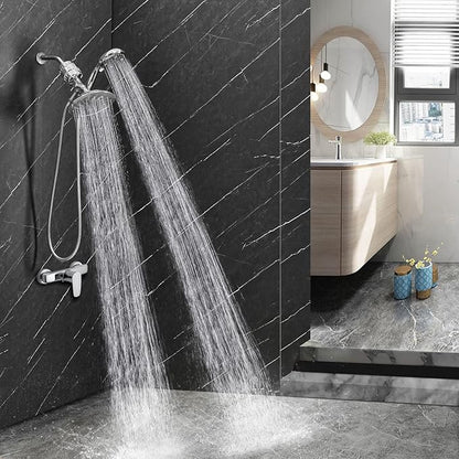 Dual Filtered Shower Head Showerhead 79" Hose Handheld Sprayer Combo, Filtration Rain Rainfall, 20 Stage Water Filter for Chlorine Well Hair Dry Skin, Metal Diverter, Chrome, (DSFC04, round, 8")